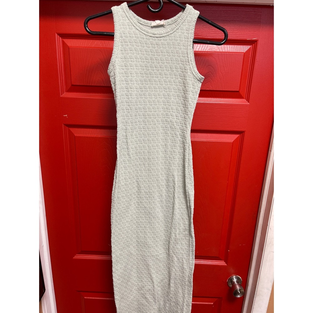 See You Monday Sage Green Popcorn Knit Sleeveless Bodycon Midi Dress Size M